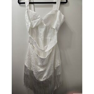 Elegant White Mini Dress with Fringe